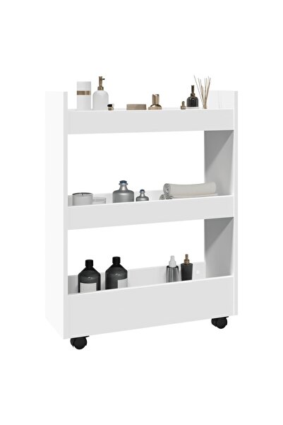 vidaxl Narrow Storage Trolley 3 Tier White Engineered Wood