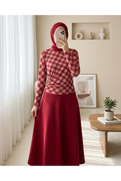 HİJABAYA Μπλούζα με καρό σχέδιο και αγκράφα στο πλάι