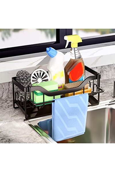 Generic حامل إسفنجة حوض المطبخ، منظم حوض المطبخ مع صينية تصريف تلقائية، وحدة ...