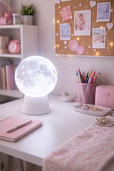 Muvesta - Moonlight Globe Lampshade Table Lamp E27 On/Off Switch Space Breeze in Your Room