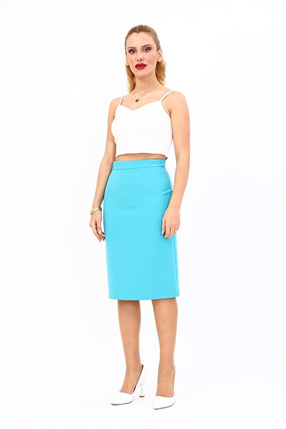 ÖNDER ÖZSOY Short Pencil Skirt-Turquoise