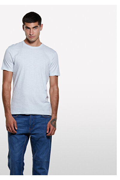 Sisley Bărbați Gri deschis bumbac 100% guler rotund slim fit Slub tricou