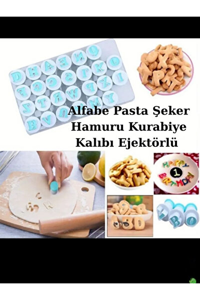 Erenle ticaret Pasta Şeker Hamuru Kurabiye Şekillendirici Alfabe Harf Enjektö...