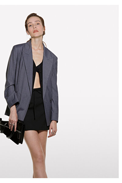 Sisley Women's Dark Gray Viscose Blend Straight Fit Mini Skirt