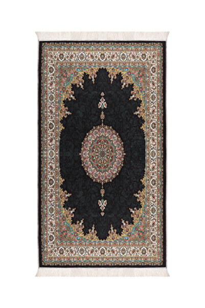 Bursa İpek Black Velvet Carpet Prayer Rug