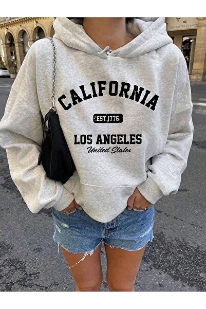 DAXİS Sportwear Company Women's California Printed Hooded Sweatshirt