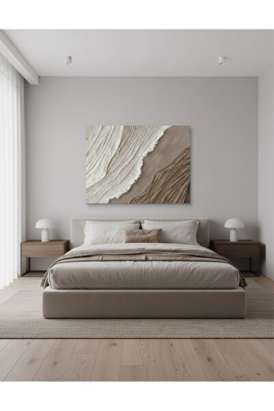 Arties Concept Dokulu Kahve tonlarında Dalga Model El yapımı Tablo Modern Dek...