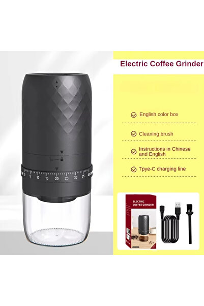 choice2 3AW-Black Portable 1800mAh Electric Coffee Bean Grinder 40 Gears Exte...