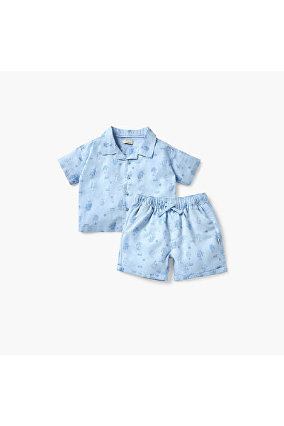 Lee Cooper Palm Tree Print Shirt and Shorts Set