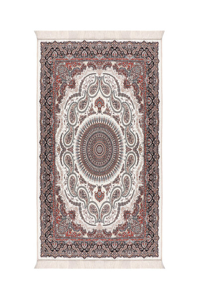 Bursa İpek Cream Velvet Rug Prayer Rug