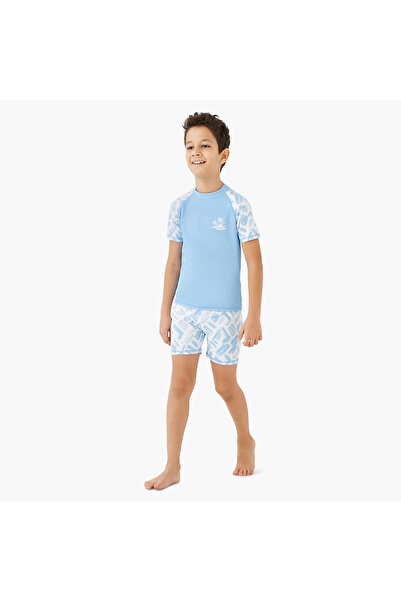 Juniors Printed Swim T-shirt and Shorts Set