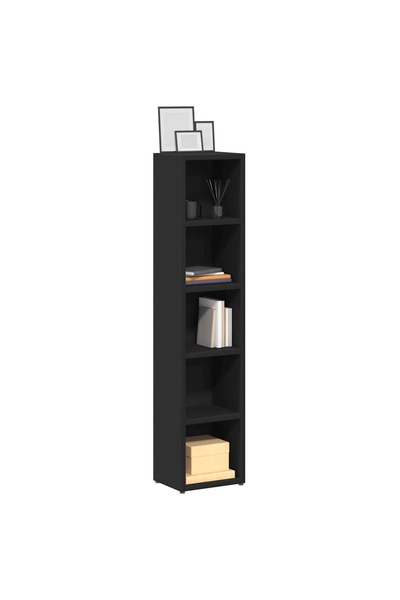 vidaxl CD Cabinets 2 pcs Black 21x16x93.5 cm Engineered Wood