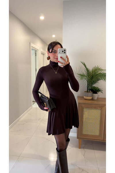 BİRCANÇİL Moritan Brown Asymmetrical Cut Dress