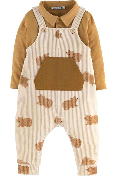 İdilbaby&Mamino Hayvan Baskılı Uzun Kollu Polo Yaka T-Shirt Erkek Bebek Salop...