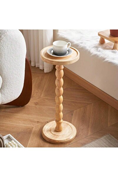 Mtanvxay طاولة قهوة دائرية متعددة الاستخدامات من الخشب، بأرجل متينة، بتصميم ع...