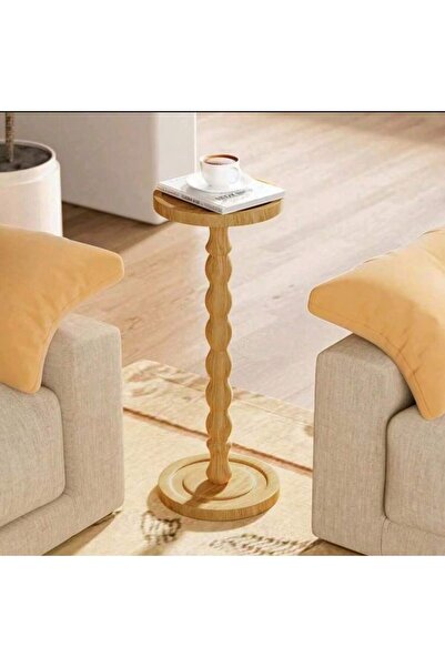 Tiokkss طاولة قهوة عصرية مستديرة من الخشب الطبيعي، مثالية لركن القهوة في المنزل.