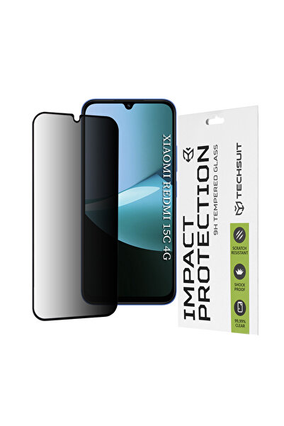 Techsuit Folie sticla Xiaomi Redmi 15C 4G 111D Privacy Full Glue, negru