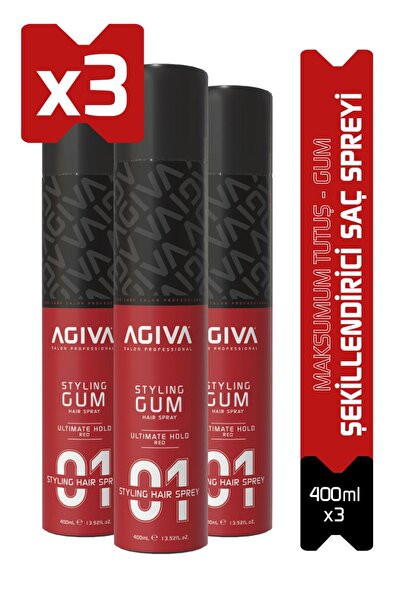 Agiva Saç Spreyi Gum 400 ML Ultimate Hold-3 LÜ SET