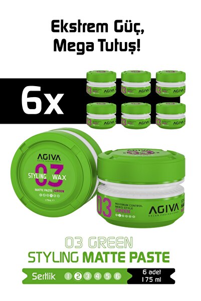 Agiva Green Mat ve Doğal Görünüm Sağlayan Wax - 175ML-6 LI SET
