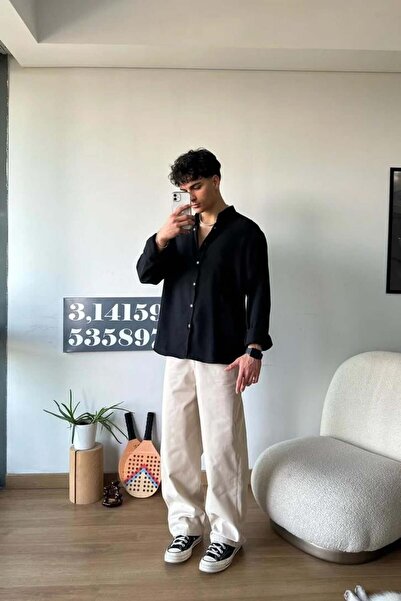 Flaw Wear Χαλαρό, Άνετο, Στενό Πουκάμισο ΜΑΥΡΟ