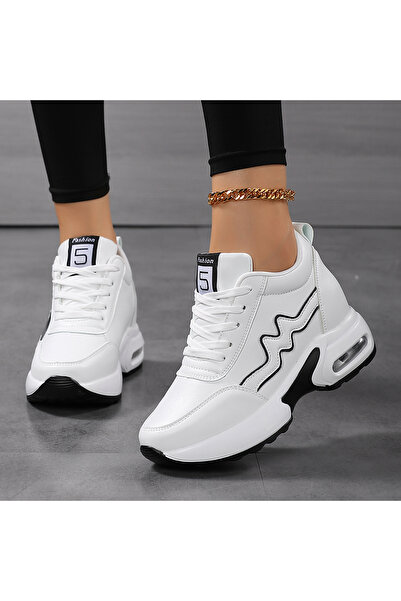 SOSENFER Platform bağcıklı yumuşak tabanlı kadın ayakkabı, günlük ayakkabı