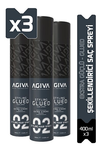 Agiva Saç Spreyi Glued 400 ML Ex. Strong-3 LÜ SET