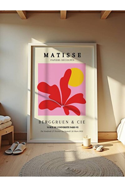fuart.co Matisse Yaprak Kırmızı Matisse Sanat Serisi Dijital Baskı Poster (Çe...
