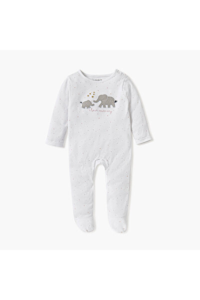 Juniors بدلة نوم مطرزة بأقدام مغلقة وأكمام طويلة