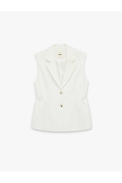 Koton Krep Fabric Ruched Detail Long Blazer Vest