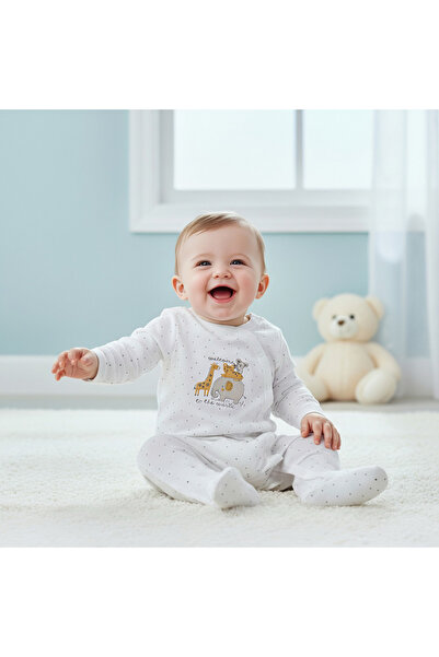 Juniors بدلة نوم مطرزة بأقدام مغلقة وأكمام طويلة