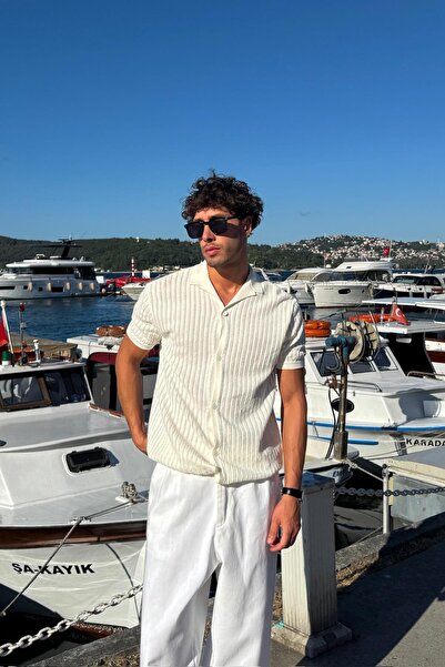 Flaw Wear Πλεκτό πουκάμισο με σχέδιο εκρού