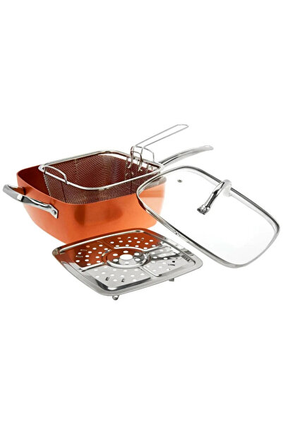 SILVANO Frying pan with basket, 24 cm, 5l, 450C, Ceramic coat, Glass lid, Ind...