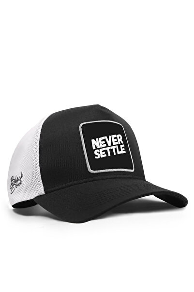 BlackBörk Καπέλο Trucker με λογότυπο Never Settle Cordura σε μαύρο-λευκό χρώμα