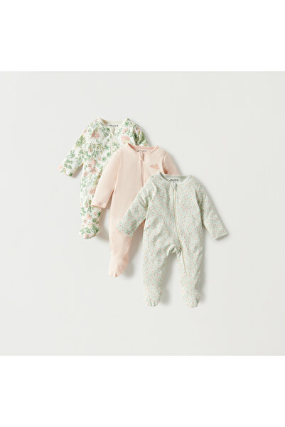 Juniors طقم نوم مطبوع بأقدام مغلقة وسحاب للإغلاق - مجموعة من 3 قطع