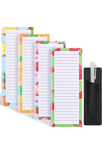 Arabest مجموعة من 4 دفاتر ملاحظات مغناطيسية للثلاجة مع حامل قلم، 200 ورقة، لو...