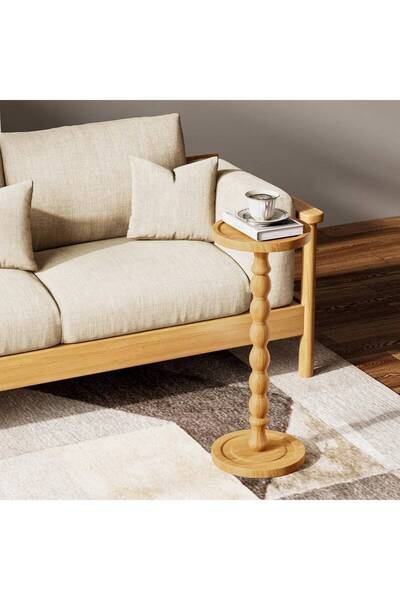 Mtanvxay Vintage-Inspired Round Side Table Sturdy Wooden Base for Living Room...