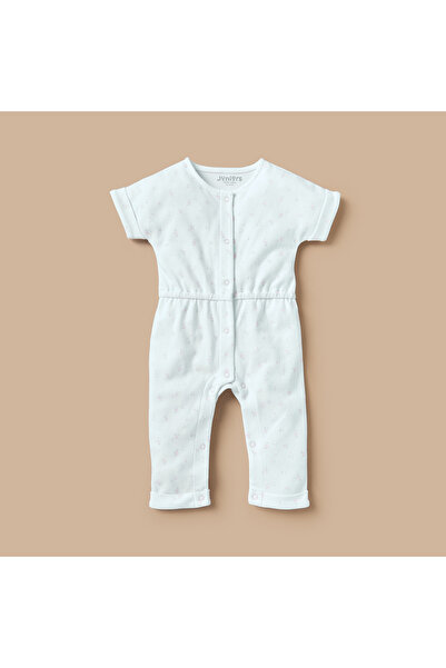 Juniors All-Over Floral Print Sleepsuit with Short Sleeves