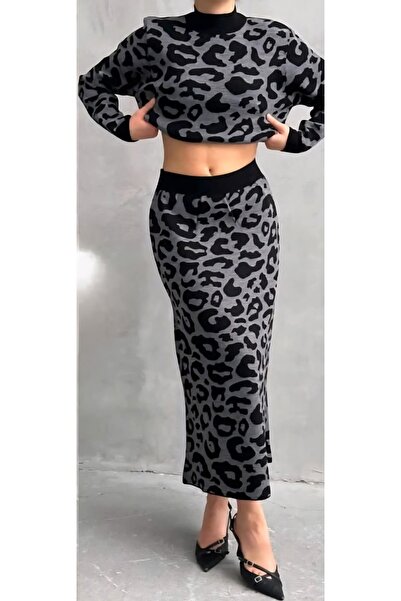 Abalı Yeni sezon kışlık triko 2li etekli Kadın takım Durk park Emri model