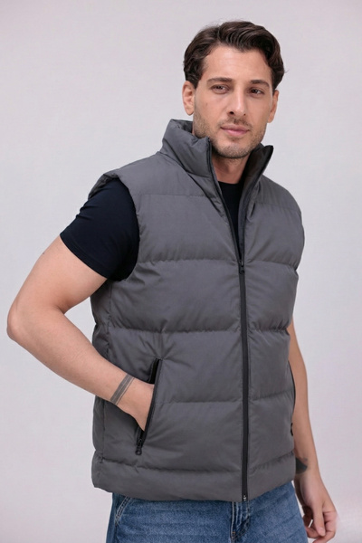 Gizrain Ανδρικό υφασμάτινο φουσκωτό γιλέκο Anthracite Nova
