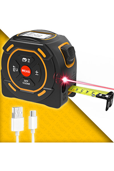 Sevgift 60m + 5m Lazer Mesafe Ölçerli Şerit Metre | SW-TM60A