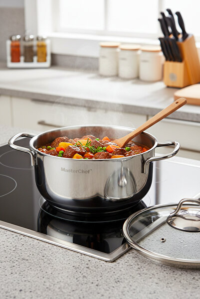 Masterchef 20 cm Stainless Steel Deep Pot – Induction Base, Large Volume, Dur...