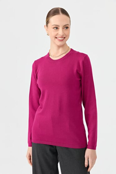 Desen Women's Stretch Fabric Long Sleeve Basic Crew Neck Blouse