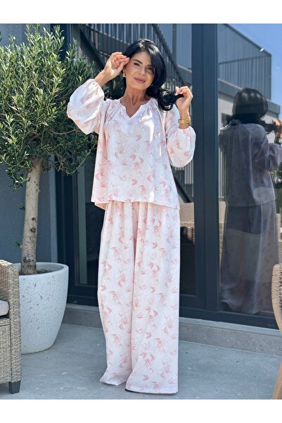 RAMONA BADESCU EXCLUSIVE Floral Printed viscose set – loose blouse and wide-l...