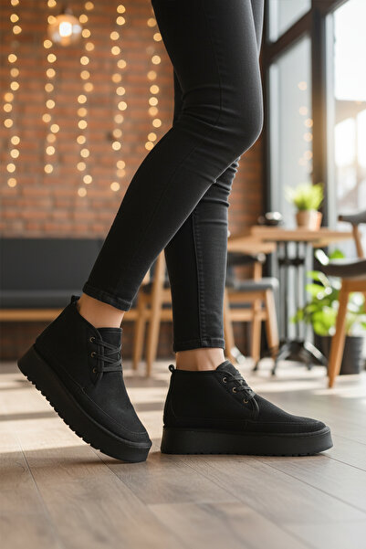 WALKWAY U-15 Μαύρες γυναικείες μπότες με επένδυση από γούνα, ανθεκτικές στο κρύο