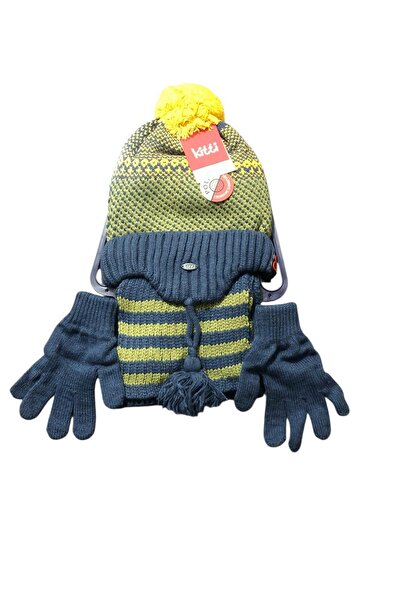 Kitti 4-8 Years Old Boys' Scarf, Beanie, Gloves Set with Fleece Inside 3-Piec...