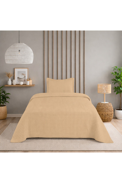 Bella Home Single Sonnia Bedspread Set - 180X240 cm - Cappuccino with Pvc Bag