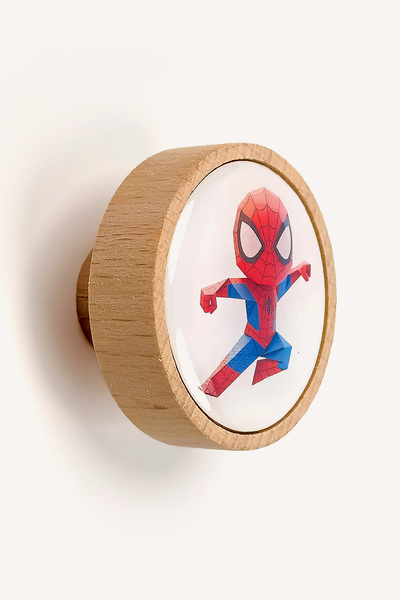 Kulpingo Örümcek Adam Origami Tarzı Ahşap Çocuk Odası Kulpu