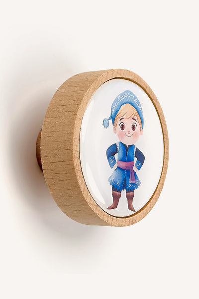 Kulpingo Mâner din lemn pentru camera copiilor cu figurina Kristoff