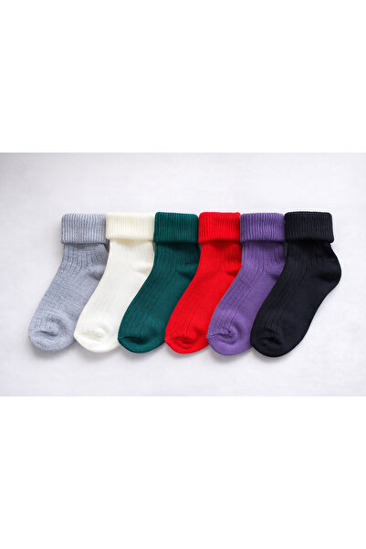 shefox 6 Pairs Women's Folded Lambswool Wool Boot Socks