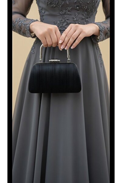 eflanmoda Βραδινό φόρεμα με λουράκι αλυσίδας και τσάντα χειρός και ώμου